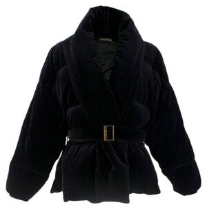 ALEXANDRE VAUTHIER Black Velvet Belted Puffer Jacket